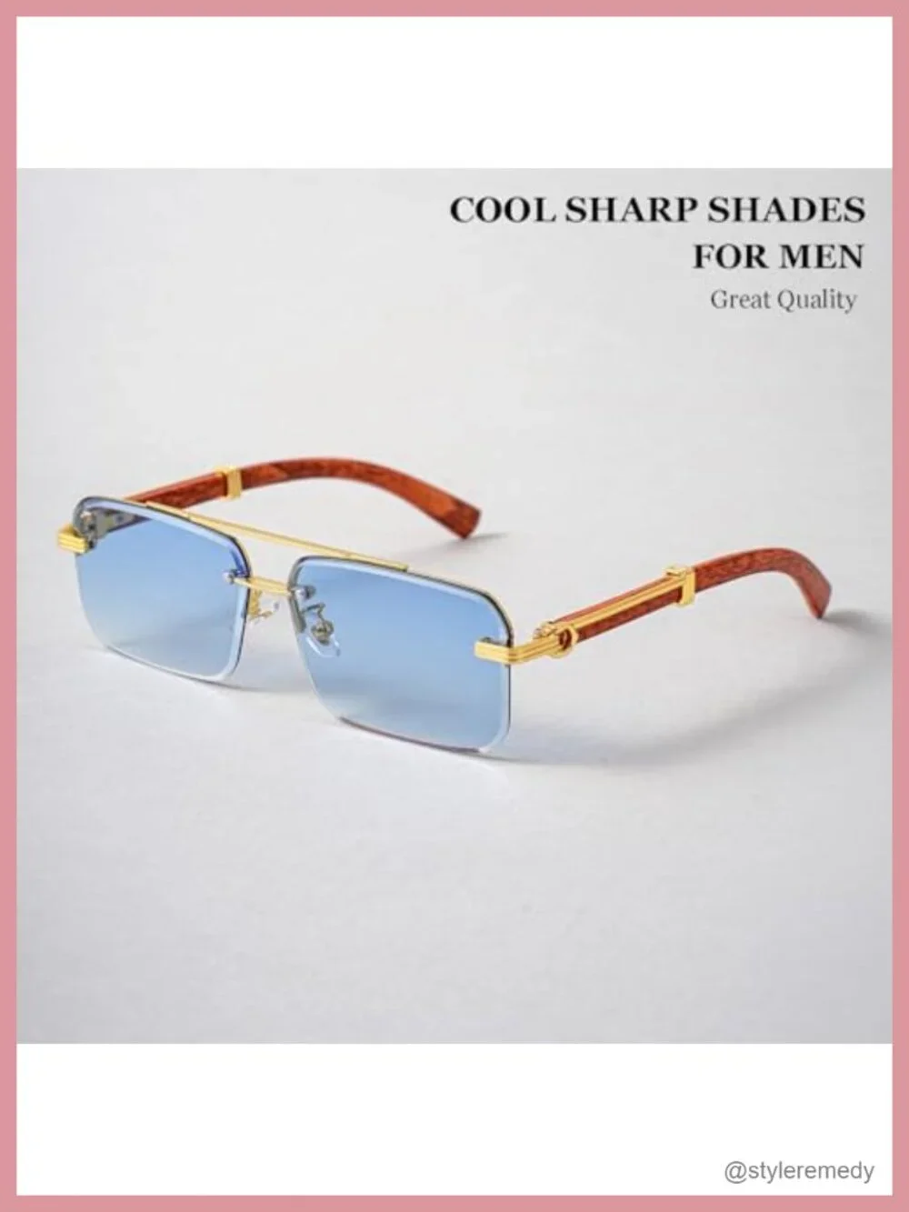 Rimless Rectangle Sunglasses with UV400 Protection Scratch-Resistant Lenses